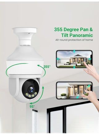 Onno Bulb Wireless Security Camera, 1080P HD WiFi Home Camera, 360° Pan 110° Tilt, Night Vision, Motion Detection, Two-Way Audio, Remote App Control, E27 Socket for Home & Rental - view 4